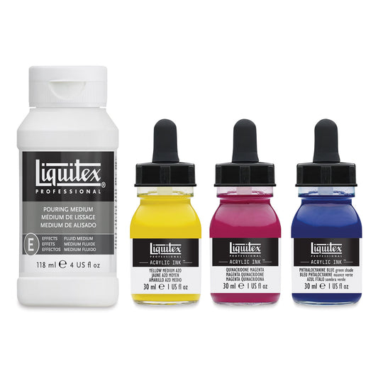 Liquitex Professional Acrylic Ink Explore Set (Includes Pouring Medium) - Primary Colors