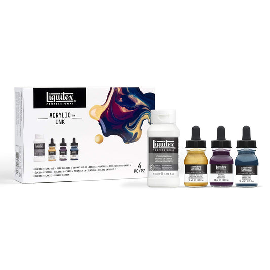 Liquitex Professional Acrylic Ink Explore Set (Includes Pouring Medium) - Deep Colors
