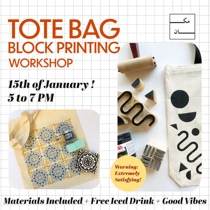 Tote bag block printing workshop