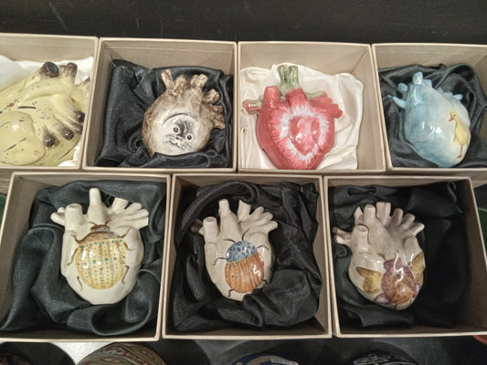 Ceramic hearts by Dana Alsaifi