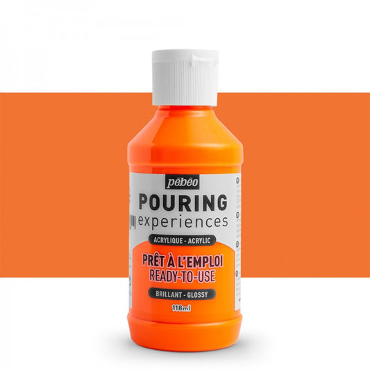 Pebeo Ready To Use Pouring Paint 118ml - Florescent Orange